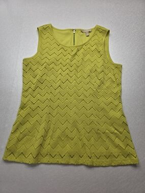 Banana Republic Chartreuse Chevron ZigZag Knit Sleeveless Tank Top